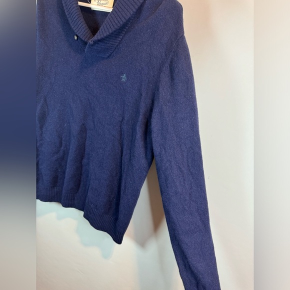 Penguin By Munsingwear Men’s Navy Blue Shawl Collar  Sweater XXL 100% Lambs Wool - Picture 5 of 16